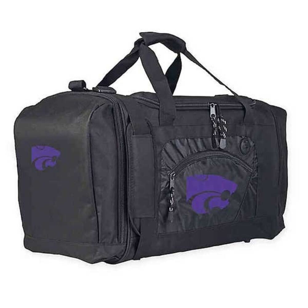 Kansas State Wildcats Duffel Bag Gym  NCAA Travel Strap Black Zipper Pocket New